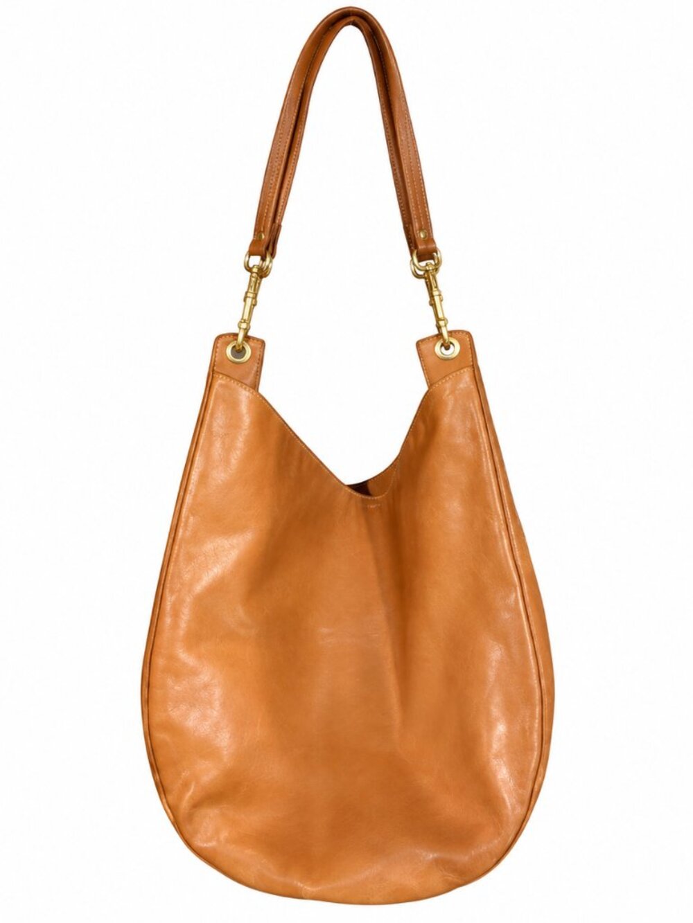 Celine Cognac Brown Leather Hobo Shoulder Bag w/ Pouch